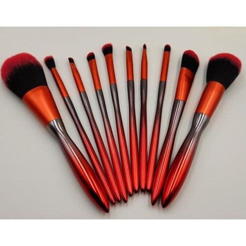 10pcs Red Chili Makeup Brushes Set