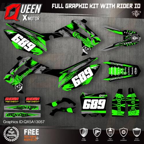 QUEEN X MOTOR Custom Team Graphics Backgrounds Decals Stickers Kit For HONDA 2014-2017 CRF250R 2013-2016 CRF450R 057