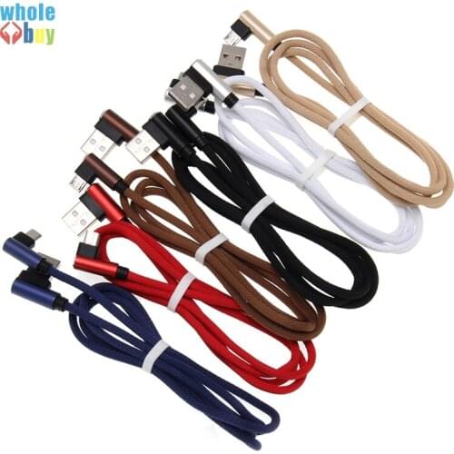 Nylon Braided 90 degree Fast Charging USB Cable For iPhone Micro For Samsung Xiaomi USB Type-c Mobile Phone Cables 200pcs/lot