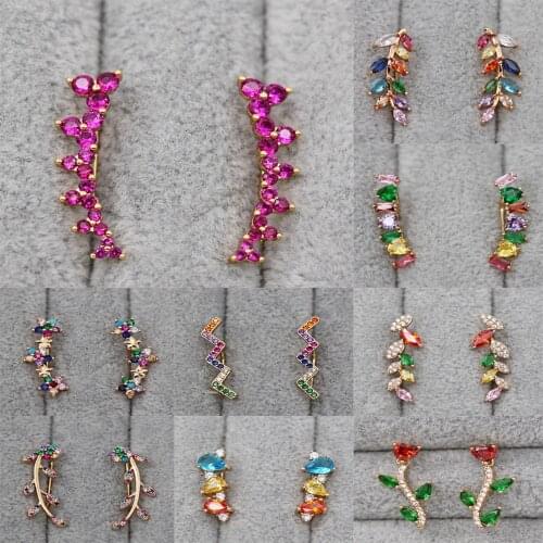 New Trendy Stud Earrings for Women Gold plated Earring with red Waterdrop Zircon Trendy Jewelry Party Wedding Anniversary Gift