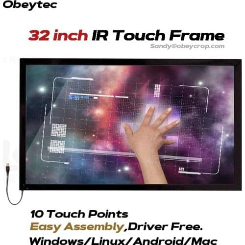 Obeycrop 32" IR Touch Overlay, 10 Touches, MAC OS, without glass, ir Touch frame without glass OBF32WH00D