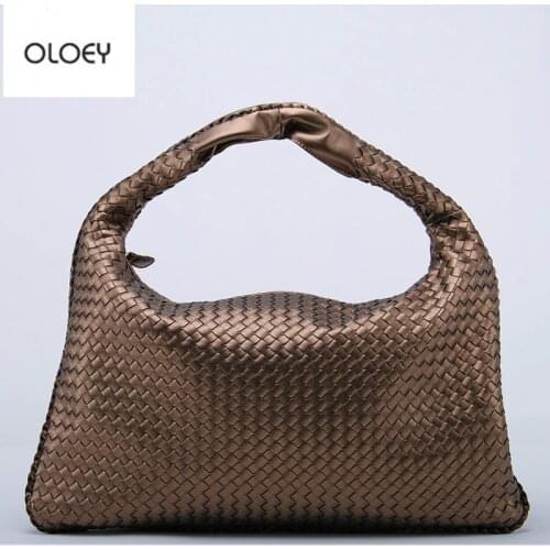 OLOEY New classic women woven bag Star model imitation sheepskin dumpling bag Casual fashion shoulder bag Large capacity handbag