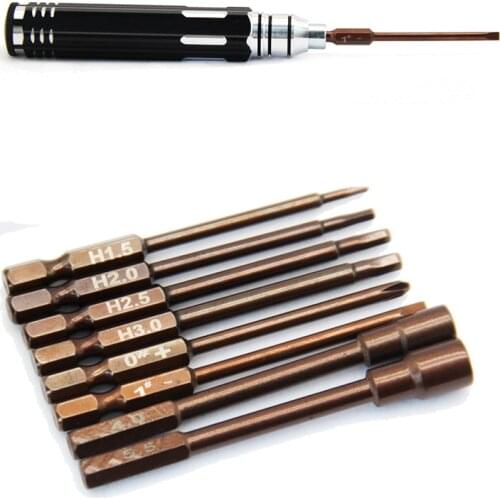 S2 Alloy Steel 8in1 RC Model Screwdriver Tool Socket 1.5/2/2.5/3mm Hexagon Slotted/Phillips Screwdriver for RC Drones Repair