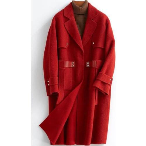 Real Fur Coat Women 100% Wool Coat Women Clothes 2020 Double Sided Woolen Overcoat Korean Vintage Fur Tops Y19Y05739 YY1919