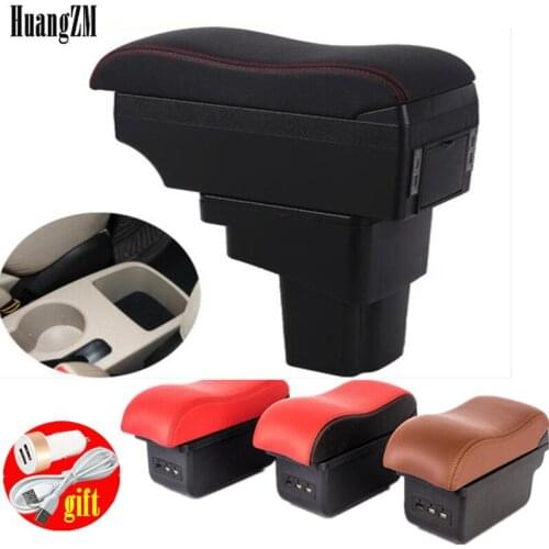 Armrest box Rotatable central Store content For Hyundai Solaris/Verna/Grand Avega Centre Console Storage box cup holder USB Char