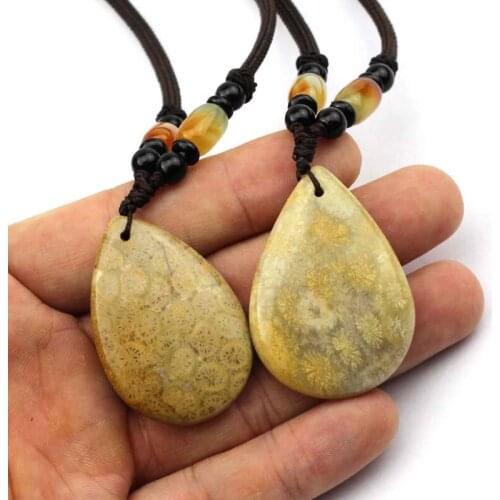 Drop shape natural Chrysanthemum stone pendant natural GEM stone pendant for woman wholesale