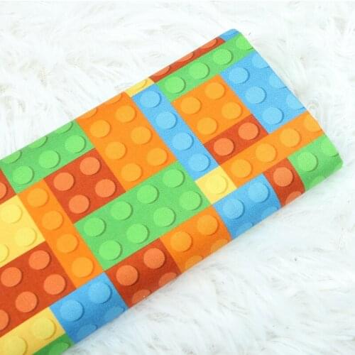 Half Yard 100% Cotton Fabric With Building Block Design Handmade DIY Garment Dress Cloth 100% Cotton CR-873