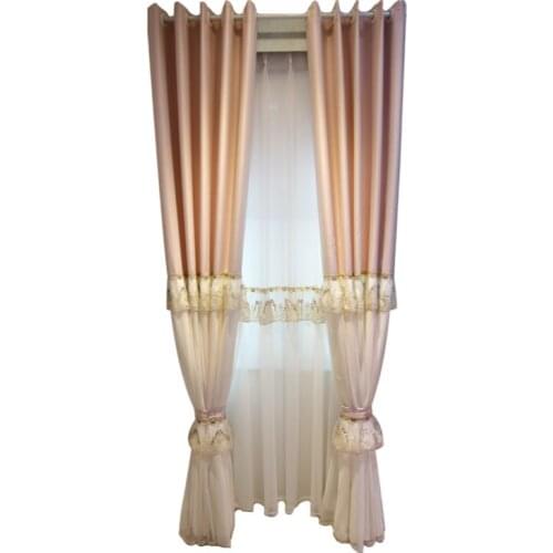 Custom warm Korean pastoral princess style pink lace curtain girl bedroom girl room window shade customization