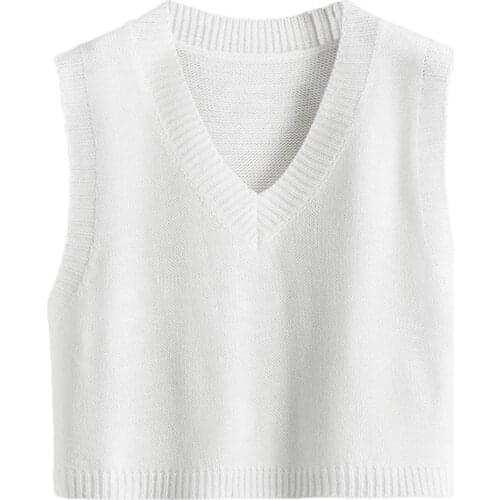 Casual Solid Loose Sweater Autumn Womens Vest Knitted V Neck Short Sleeveless Fashion Joker Winter Outerwear M6162