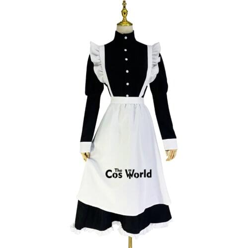 S-3XL Mens Lolita Black White Apron Maidservant Maid Restaurant Dress Uniform Outfits Anime Cosplay Costume