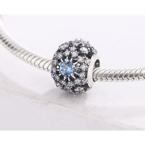 Fit Pandora 925 Sterling Silver Jewelry With Blue Crystals Lucky Eye Pendant Charm Bracelets For Women DIY Fine Jewelry