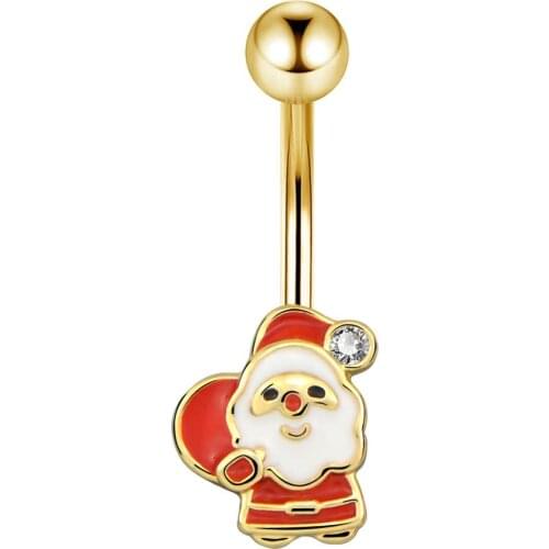 Body Punk 2020 News Christmas Design Belly Button Rings Santa Claus Navel Rings Gold Belly Piercing Body Jewelry