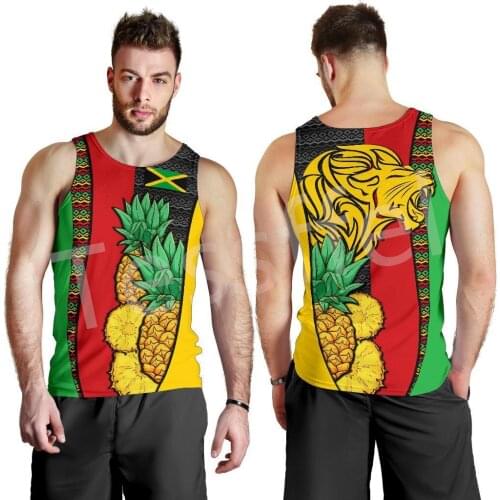 Tessffel NewFashion Country Flag Jamaica Lion Emblem Retro 3DPrint Men/Women Summer Harajuku Vest Casual Sleeveless TankTop No.3