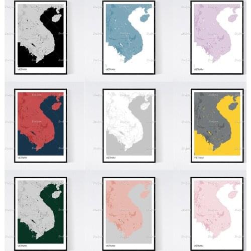 Vietnam Country Map Nordic Retro Minimalism Painting Posters and Prints on Canvas Wall Art Modular Pictures Home Decor Gift