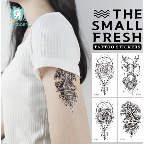 Rocooart Water Transfer Tattoo Black Nature Flowers Tattoo Body Art Waterproof Temporary Fake Tattoo For Man Women Kids 10.5*6cm