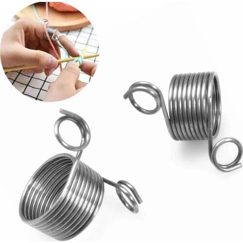 2 Size Stainless Steel Knitting Tools Finger Wear Thimble Yarn Spring Guides Braided Knuckle Assistant DIY Sewing Accessories