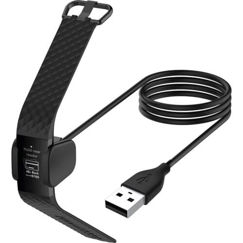 Portable Charger Adapter Replacement USB Charging Cable Clip Cord Charging Dock For Fitbit Charge 4 Smart Watch Fitness Tracker