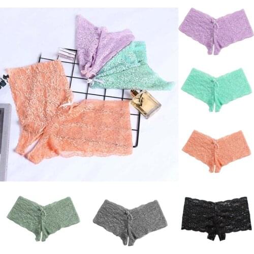 Women Sexy Underwear Lace Lingerie Open Crotch Panties Bowknot Briefs Crotchless Underpants Fashion Plus Size Underwear
