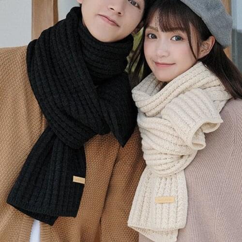 Scarf Women Autumn And Winter Retro Long Couples Woolen Knitted Lovers Scarves Soft Tourism Go Out Thick Warm Bib White Black