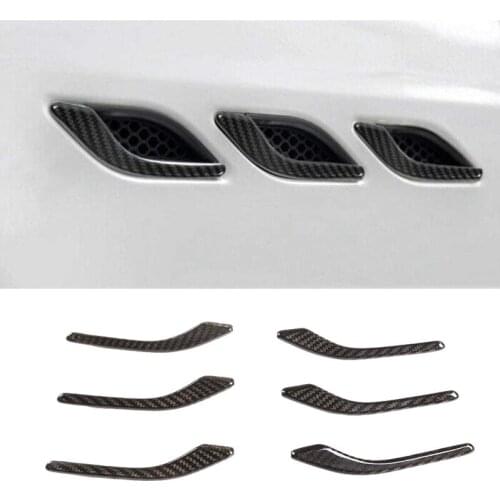 6 Pcs Car Side Wing Air Vent Intake Inlet Flow Fender Trim Cover Grill Real Carbon Fiber for Maserati Ghibli 2014 -2021