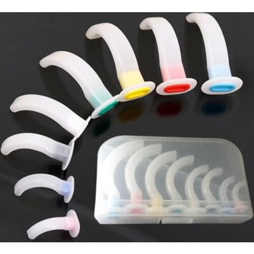 8PCS/SET Disposable Medical Anesthesia Oral Airway Tube Gas Guide Throat Tube with Plastic Case for CPR First Aid Respiratory
