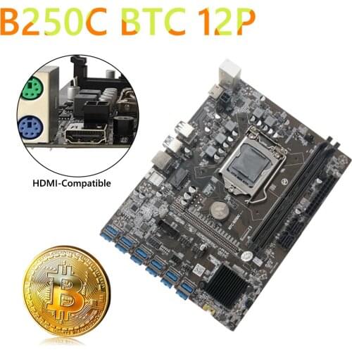 B250C BTC Computer Mining Motherboard PCIe DDR4 Supports HDMI-compatible NO CPU Rig BTC ETH Mining Motherboard