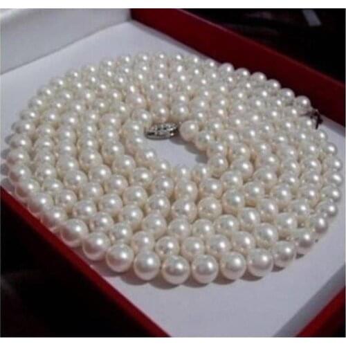 FREE shipping> >>>>perfect Akoya white 6-7mm pearl necklace 32" long UHE4511