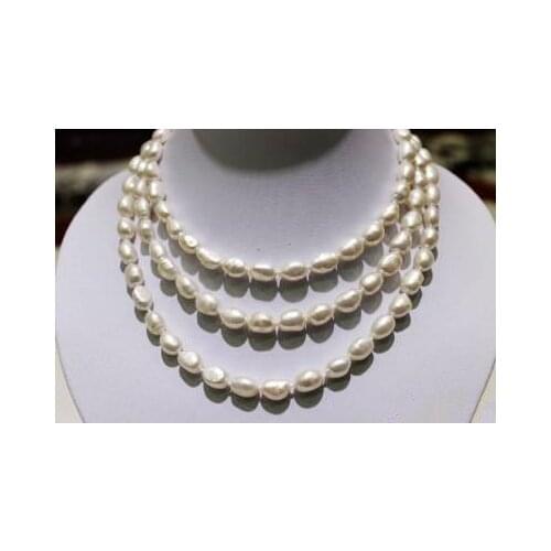 Color long necklace baroque fresh water pearl necklace 7x9mm 48inch