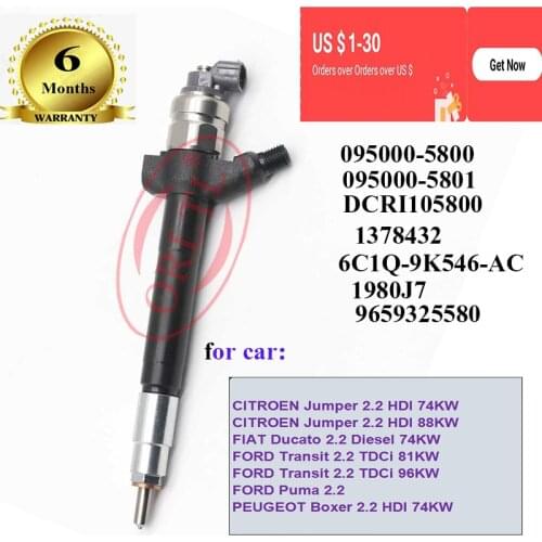 ORLTL 095000-5800 0950005800 DCRI105800 9659325580 1378432 6C1Q-9K546-AC 1980J7 Diesel Injector for CITROEN FIAT FORD PEUGEOT