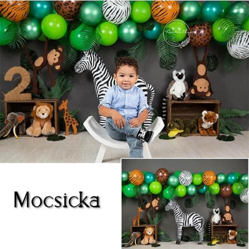 Wild Animal Zoo Boy 1st Birthday Photoshoot Backdrop Balloon Decor Photography CakeSmash Photo Props Studio Booth Background