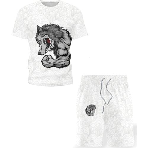 2021 Summer New Hot Sale Mens Sets O-neck T-Shirt Sports Shorts 3D Cartoon Printing Sportswear Casual Sports Sets Beach Tshirt