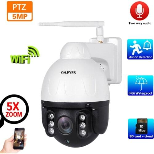 5MP Outdoor CCTV Security Camera Wifi Wireless 2 Way Audio 5X Optical Zoom PTZ IP Video Surveillance Camera Wifi IP Cam ONVIF HD