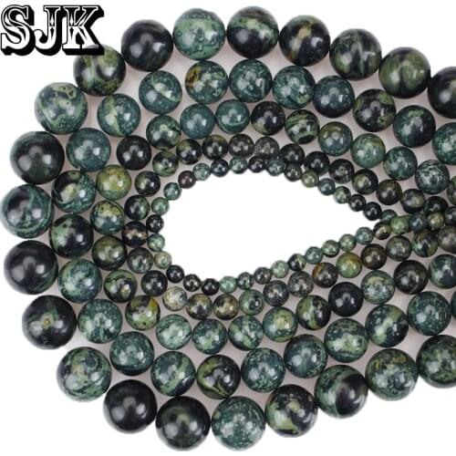 Natural Stone Beads Green Polar Jades Kambaba Jades Round Loose Beads 4 6 8 10 12MM Fit DIY Necklace Bracelet Jewelry Making
