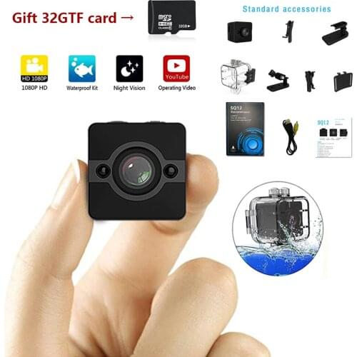 SQ12 Mini Camera HD 1080P Waterproof Wide-angle Lens Camcorder Action camera Sport DVR Infrared Night Vision Micro Cameras
