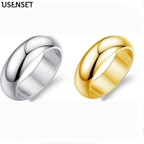 7MM Arc Engagement Ring For Men Women Stainless Steel Polishing Rings Jewelry