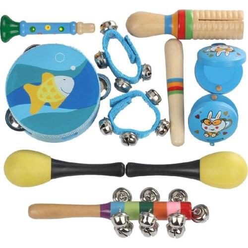 10pcs/set Musical Toys Percussion Instruments Rhythm Kit Kids Toddlers Music Instruments Toys for Children Christmas Gift