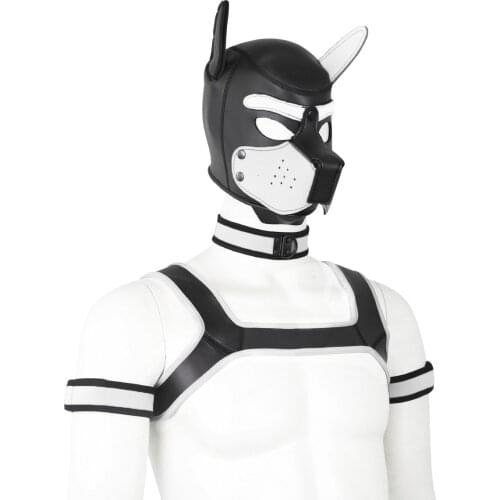 Dog Bondage Set With Restraints Hood Chest Belt Collar Arm Band For Pup Role Play Adults Game Fantasy Harness Club Costumes Prop