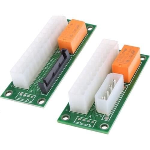Newest ATX 24Pin to Molex 4Pin / SATA Dual PSU Power Supply Sync Starter Extender Cable Card For BTC Miner Machine add2psu