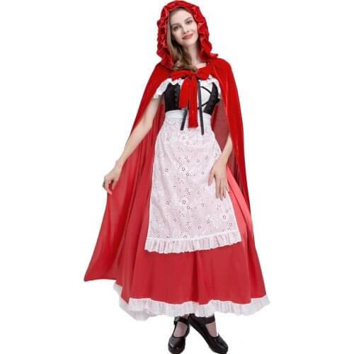 New Little Red Riding Hood Costume women Halloween Cosplay Uniform Fairy Tale Cosplay Outfit For Adult Women