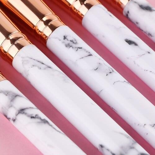 Wholesales 50set Marble White+gold Makeup Brush Kit Plastic+Synthetic Portable HairExtremely Soft Makeup Brush Set 10pcs/set
