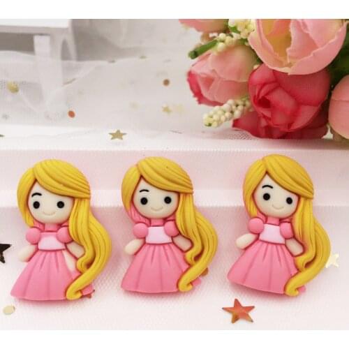 Hand Painted Resin Kawaii Colorful Girl Flatback Cabochon Stone 6PCS Scrapbook DIY Decor Home Figurine Crafts