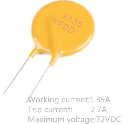 10PCS 72V 1.35A 1350MA PPTC Resettable Fuse RXEF135 XF135 Pitch 5mm