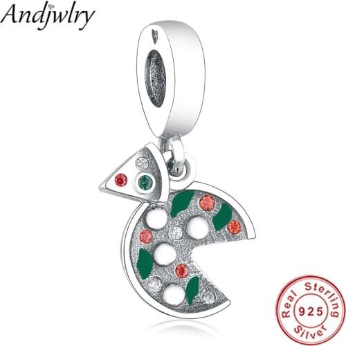 Fit Original Pandora Charms Bracelet 925 Sterling silver Italy Food Pizza Enamel Pendant Dangle Beads DIY Jewelry Berloque