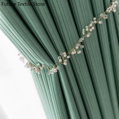 Modern Minimalist Nordic Light Luxury Simulation Silk Satin Vertical Stripes Thickened Blackout Curtain for Living Room Bedroom