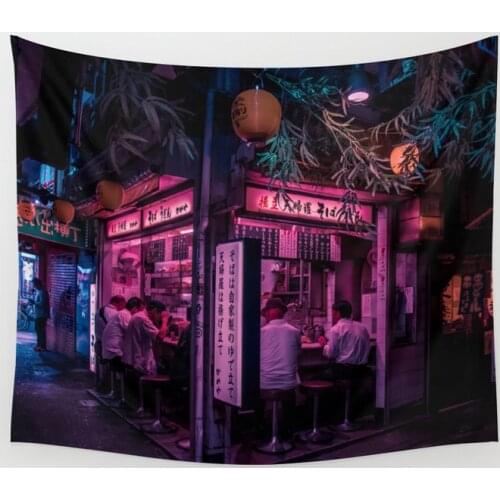 Ramen Corner In Tokyo Tapestry Background Wall Covering Home Decoration Blanket Bedroom Wall Hanging Tapestries for Living Room