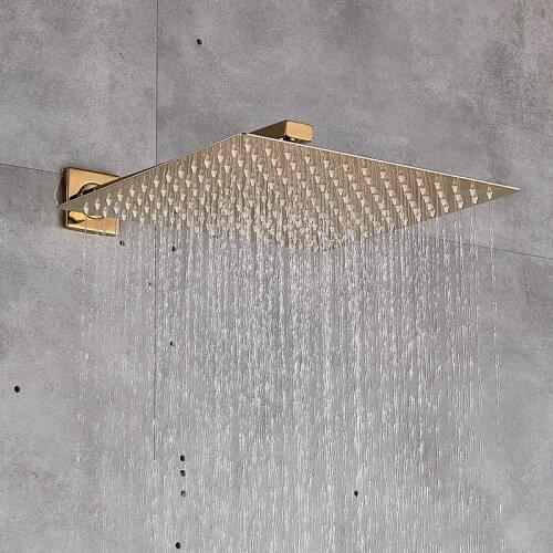 Vidric Vidric Wall Mount Golden Shower Faucets Set Ultrathin Rainfall Gold Shower Hot Cold Water Mixer Tap Bathroom Gold Shower