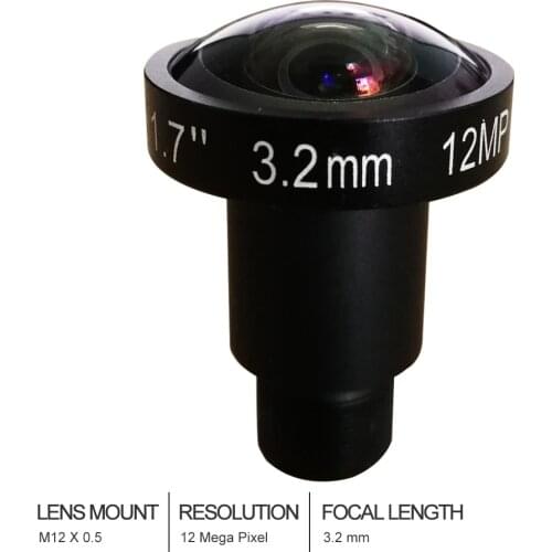 Witrue 4K Lens 12Megapixel Fixed M12 Lens 3.2mm 160 Degree 1/1.7 inch For IMX226 4K IP CCTV camera