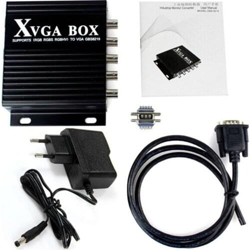 XVGA Box RGB RGBS RGBHV MDA CGA EGA to VGA Industrial Monitor Video Converter with US Plug Power Adapter Black NEW Digital