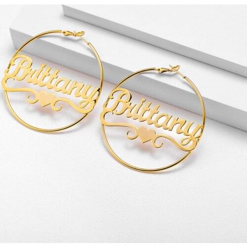 Zciti Personalized Name Stainless Steel Letter Earrings For Women 3 Color Custom Name Cricle Earrings Weddings Party Jewelry