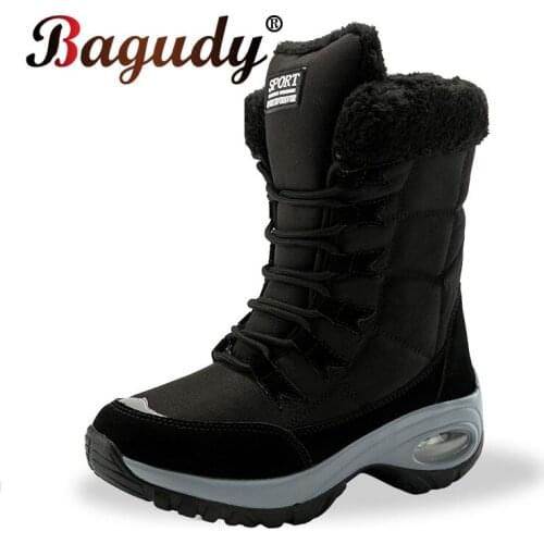 Winter Snow women Boots High top Warm Plush Boots Waterproof Non-slip Winter Leather Boots Platform Warm Outdoor Fashion Shoes